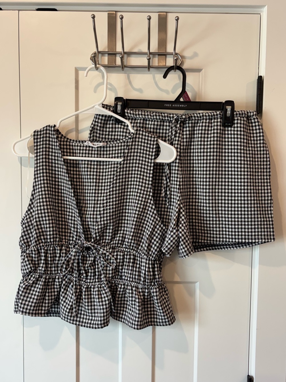 Double Zero Black & White Gingham Two-Piece Set
